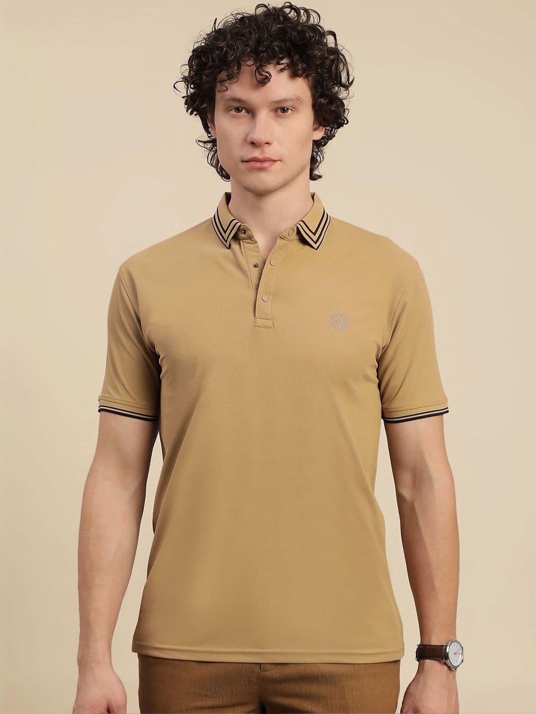 LUX NITRO Men Jacquard Collar Cotton Blend Regular Fit Polo T Shirt - view 1