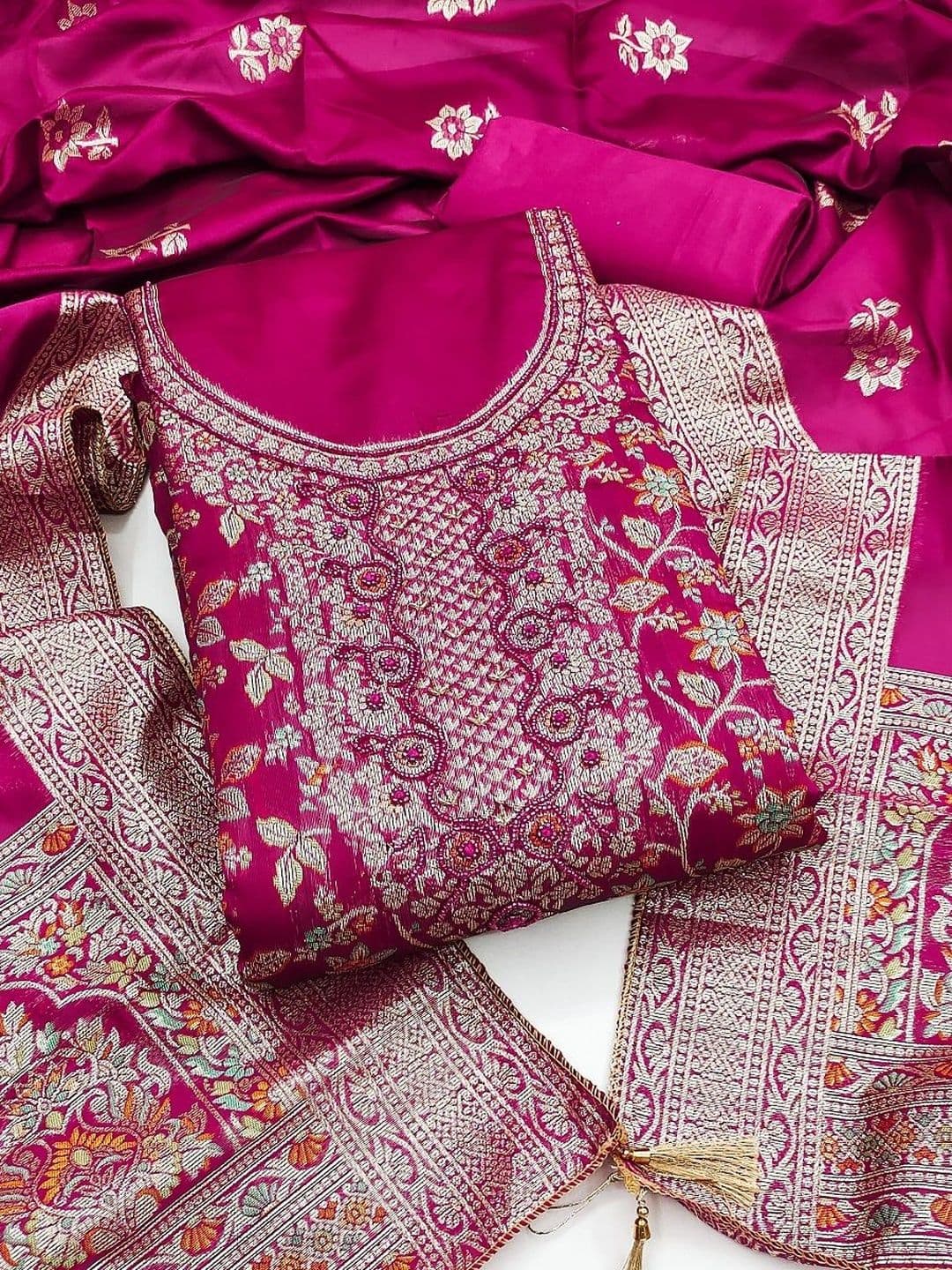 DWIJA FASHION Embroidered Semi-Stitched Dress Material - view 1