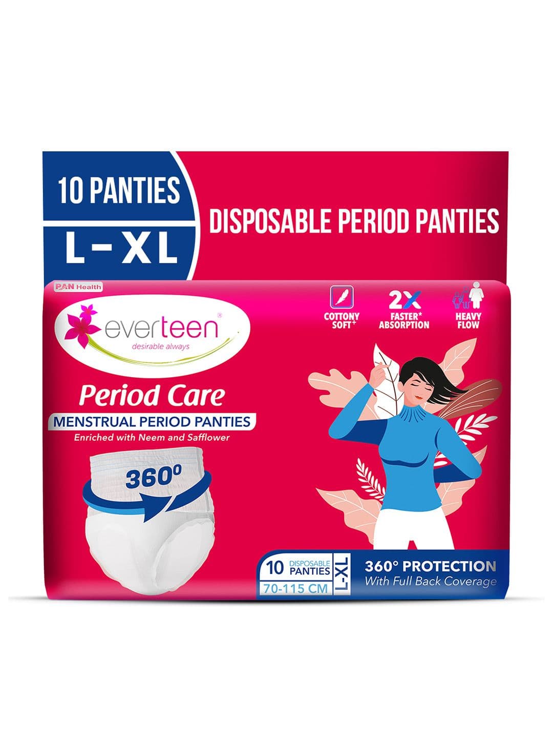 everteen Neem & Safflower Cotton Period Care M-L Panties - 10 Panties Each - view 1