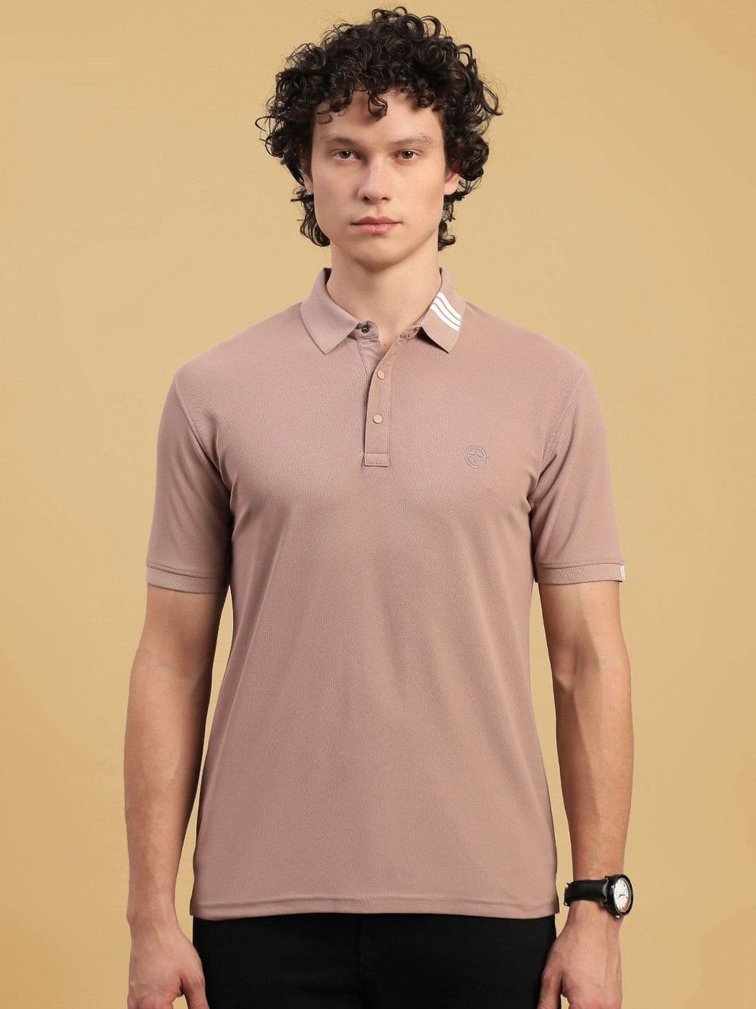 LUX NITRO Men Jacquard Collar Cotton Blend Regular Fit Polo T Shirt - view 1