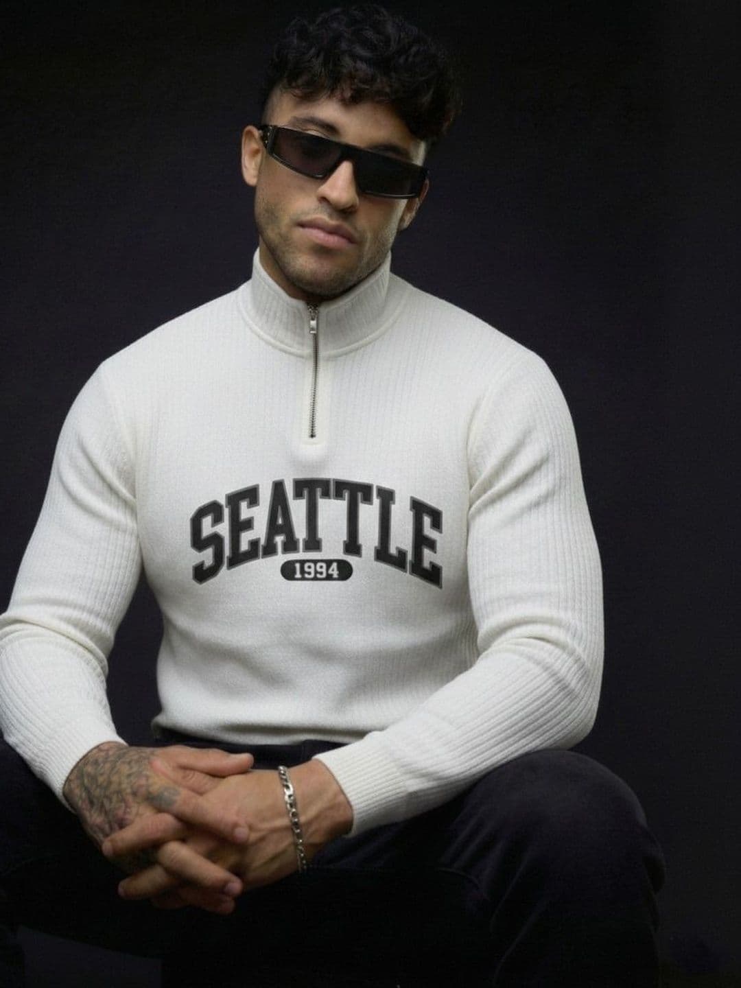 Try This Men Typography Printed High Neck T-shirt - view 1