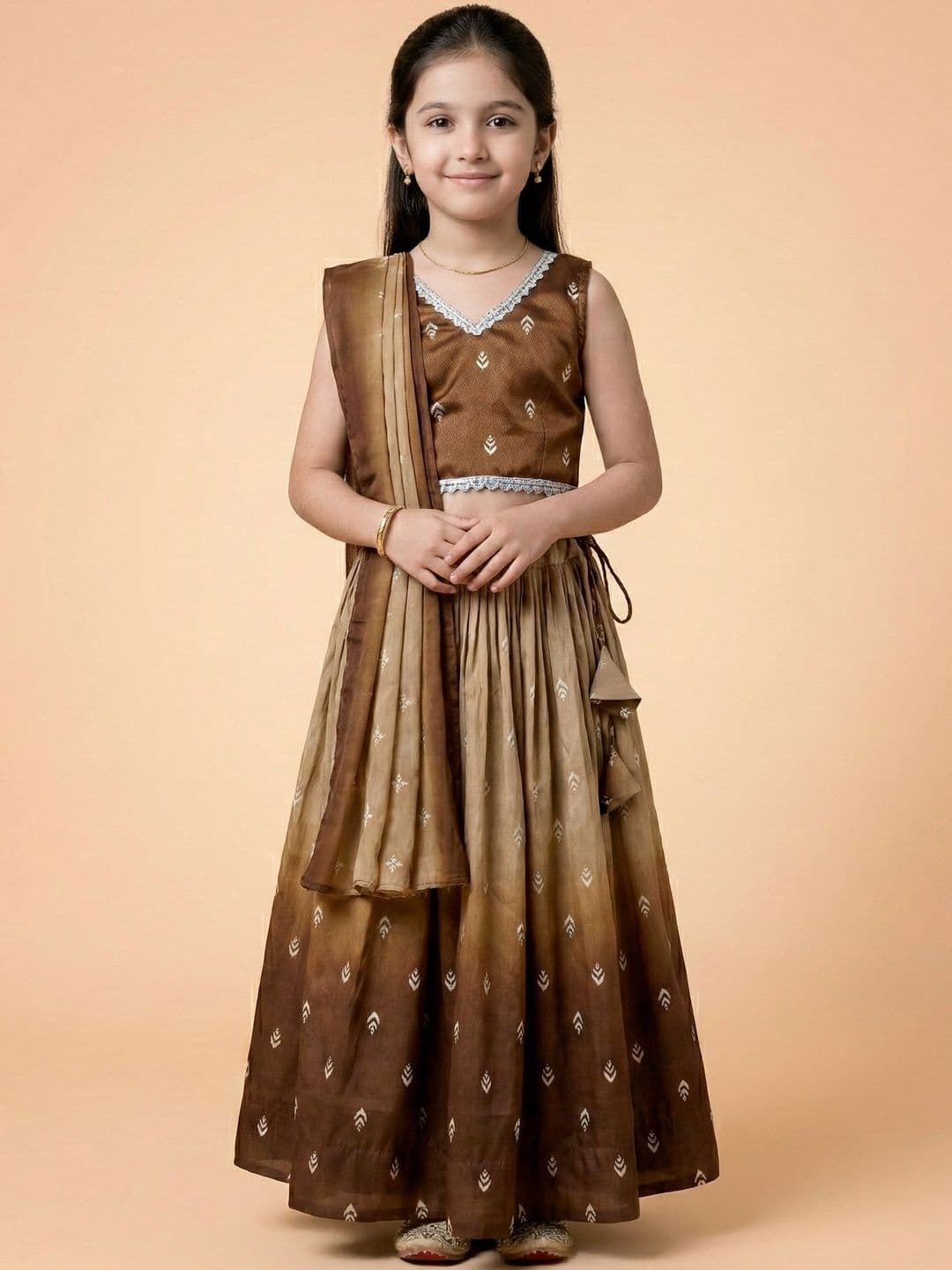 Sangria Printed V-Neck Flared Lehenga Choli - view 1