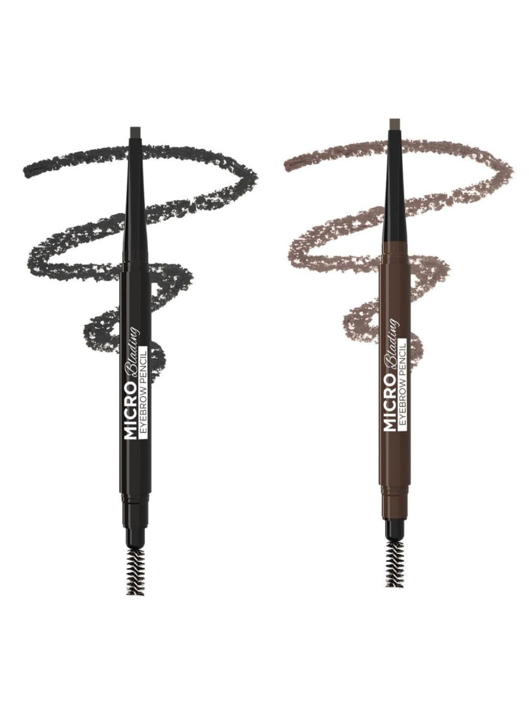 GLAM21 Set Of 2 Micro Blading Eyebrow Pencil With Spoolie- Black & Dark Brown - 0.3 g Each - view 1