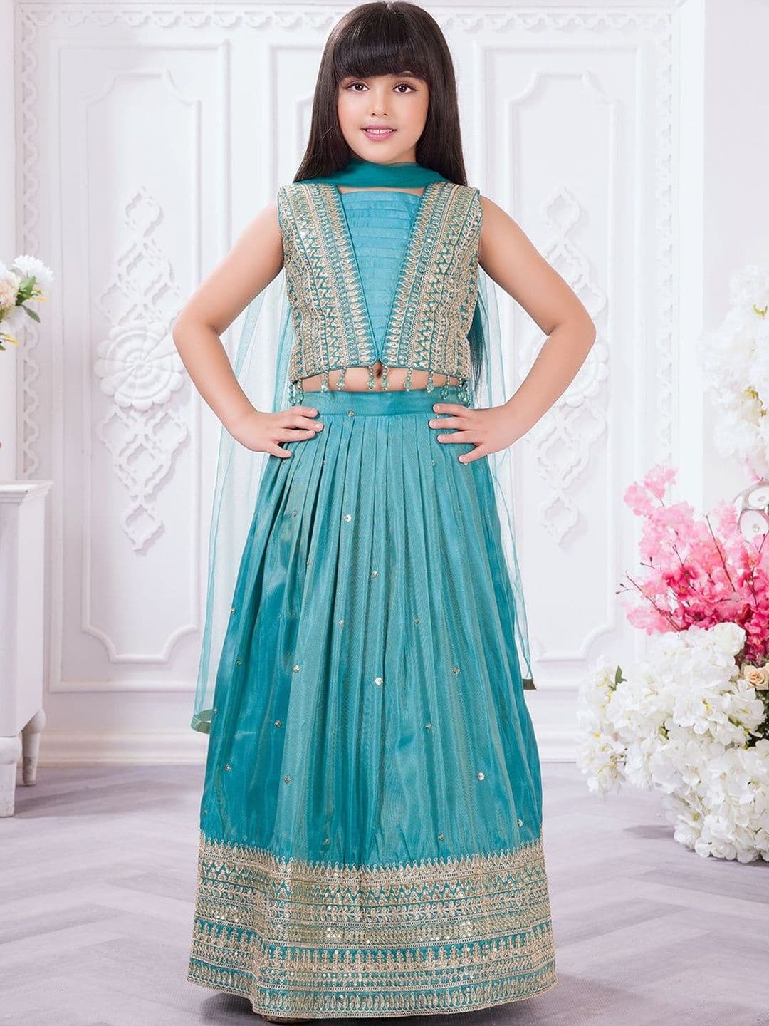 Tiny Kingdom Girls Embroidered Ready to Wear Lehenga & Blouse With Dupatta - view 1