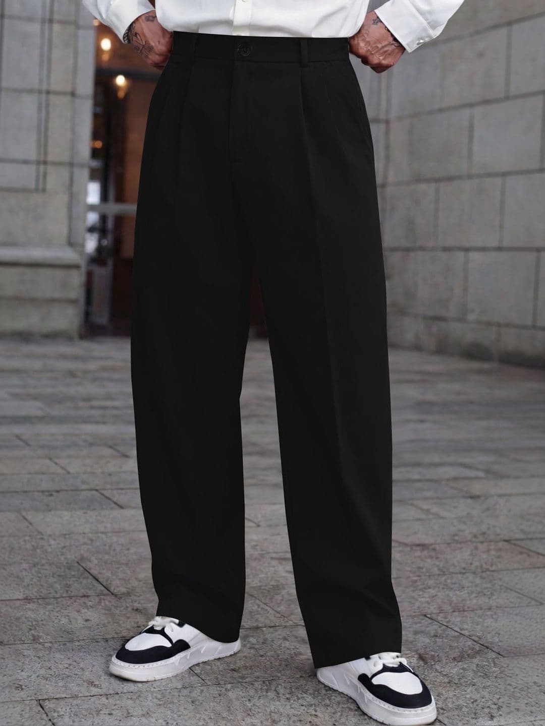 KAJARU Men Relaxed Straight Leg Pleated Trousers - view 1