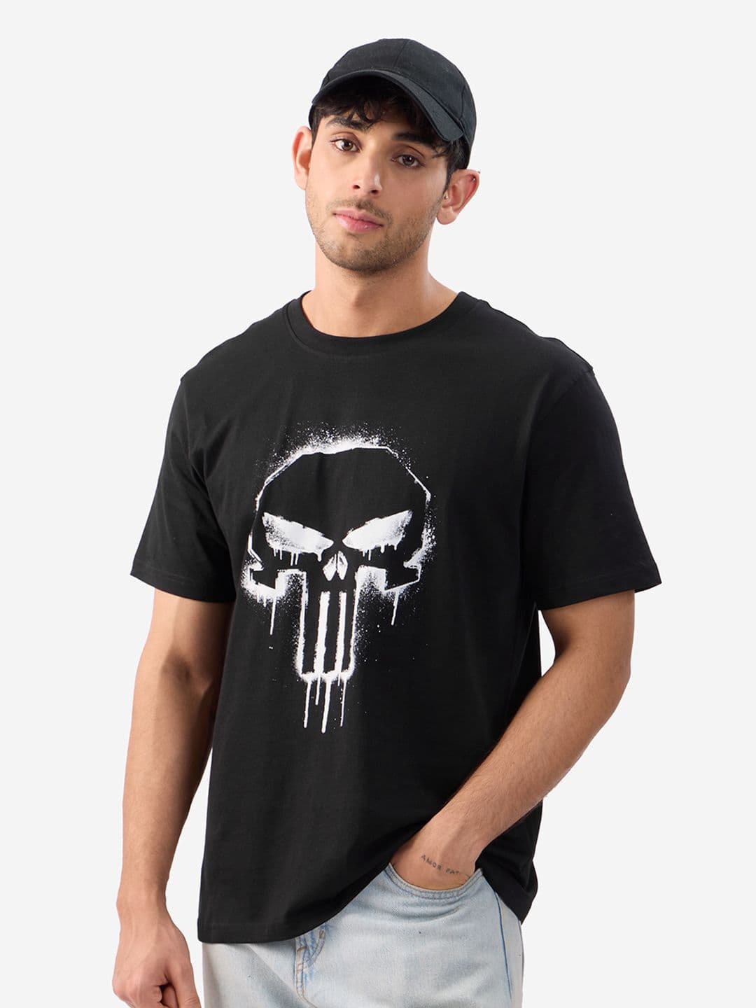 The Souled Store Men Regular Fit Punisher Printed Black T-Shirts - view 1