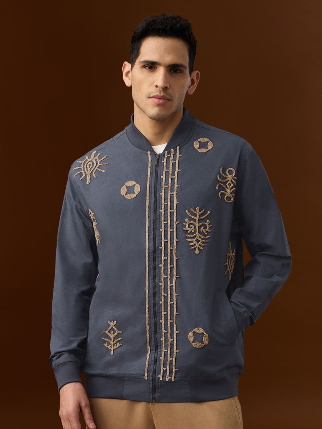 The Souled Store Men Oversized Fit Minions Printed Navy Blue Bomber Jackets - view 1