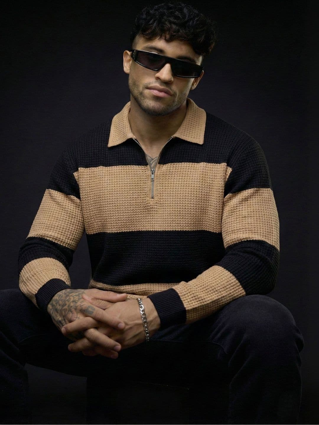 Try This Men Colourblocked Polo Collar T-shirt - view 1