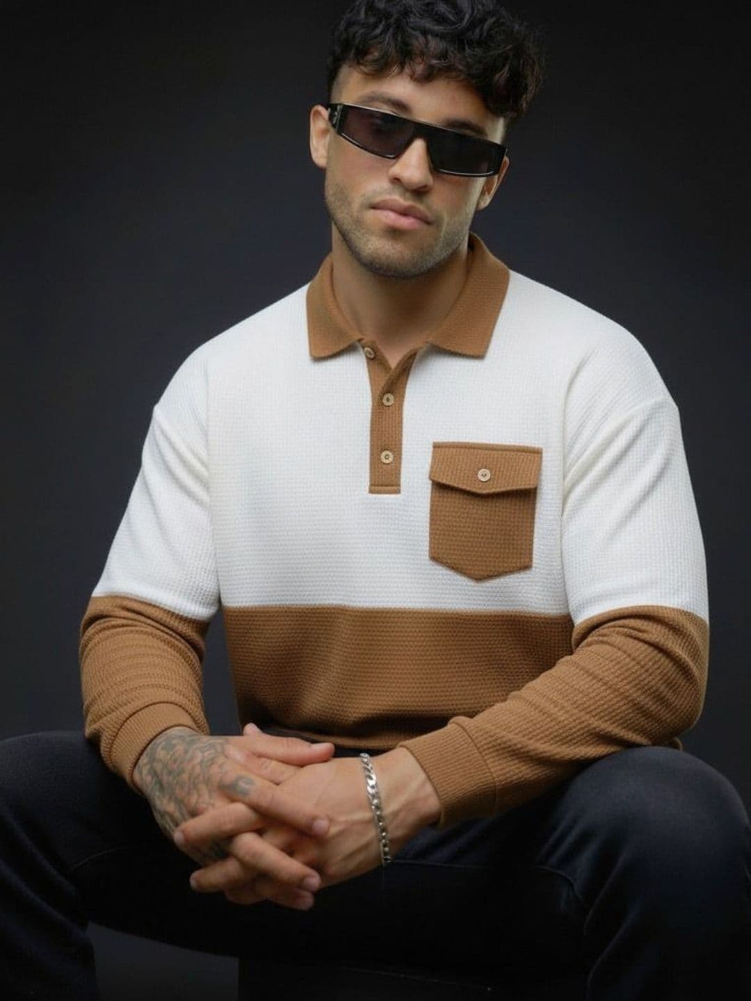 Mobox Men Colourblocked Polo Collar Pockets T-shirt - view 1