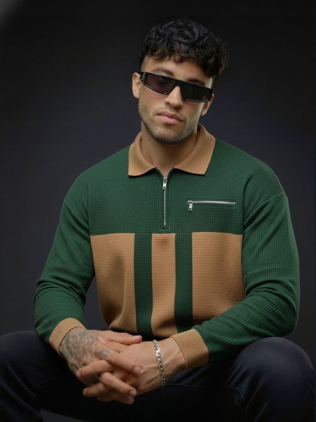 Try This Men Colourblocked Polo Collar Pockets T-shirt - view 1