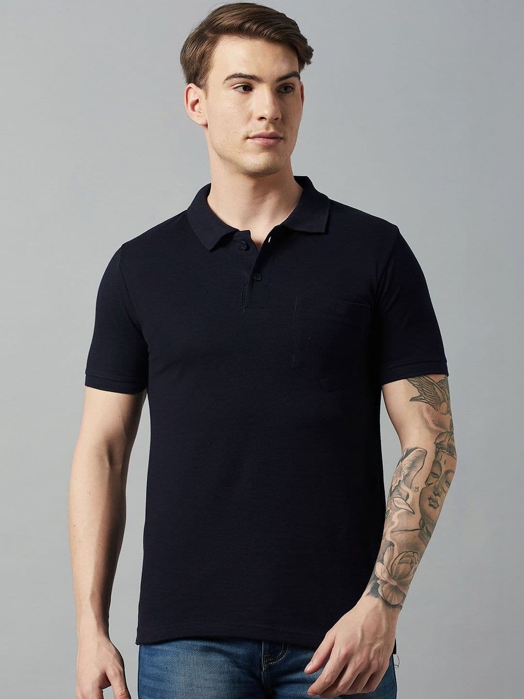 R.Code by The Roadster Life Co. Men Polo Collar Pockets T-shirt - view 1