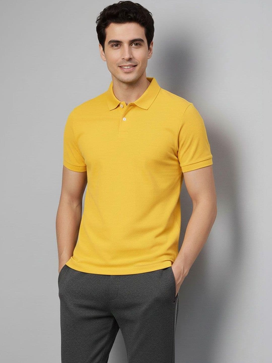 R.Code by The Roadster Life Co. Men Polo Collar T-shirt - view 1