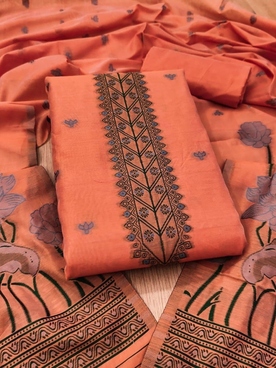 KALINI Embroidered Pure Cotton Unstitched Dress Material - view 1