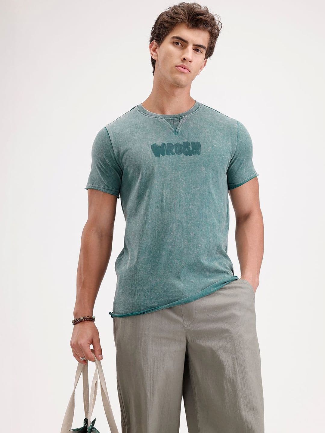 WROGN Men Typography Printed Slim Fit T-shirt - view 1