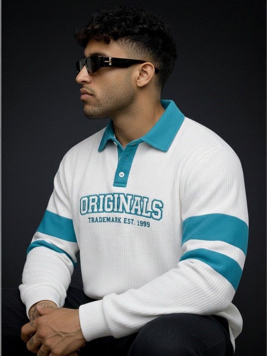 Mobox Men Typography Colourblocked Polo Collar T-shirt - view 1