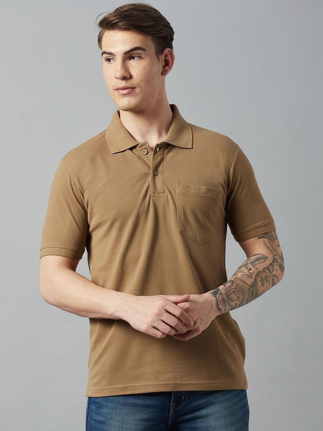 R.Code by The Roadster Life Co. Men Polo Collar Pockets T-shirt - view 1