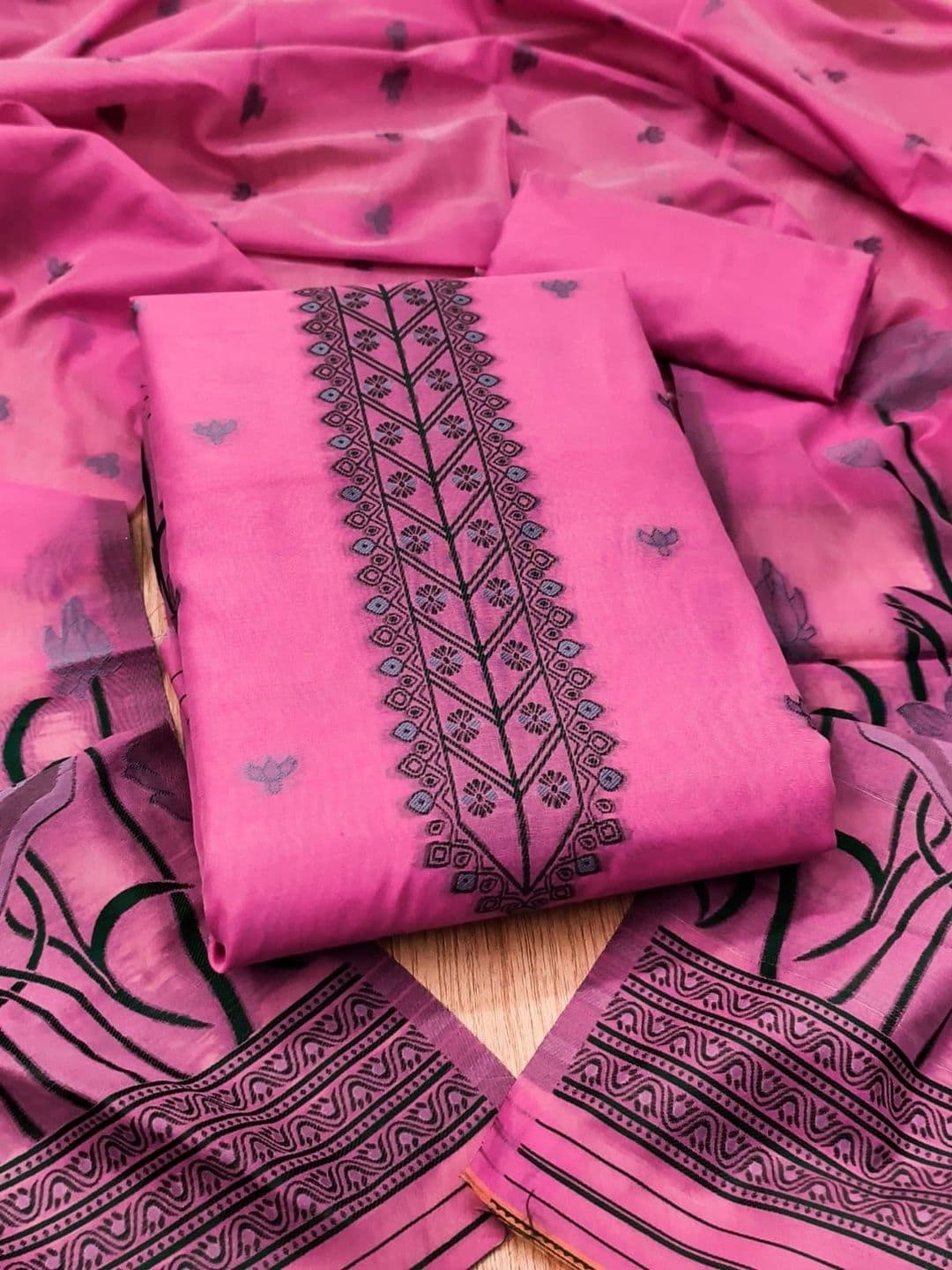 KALINI Embroidered Pure Cotton Unstitched Dress Material - view 1