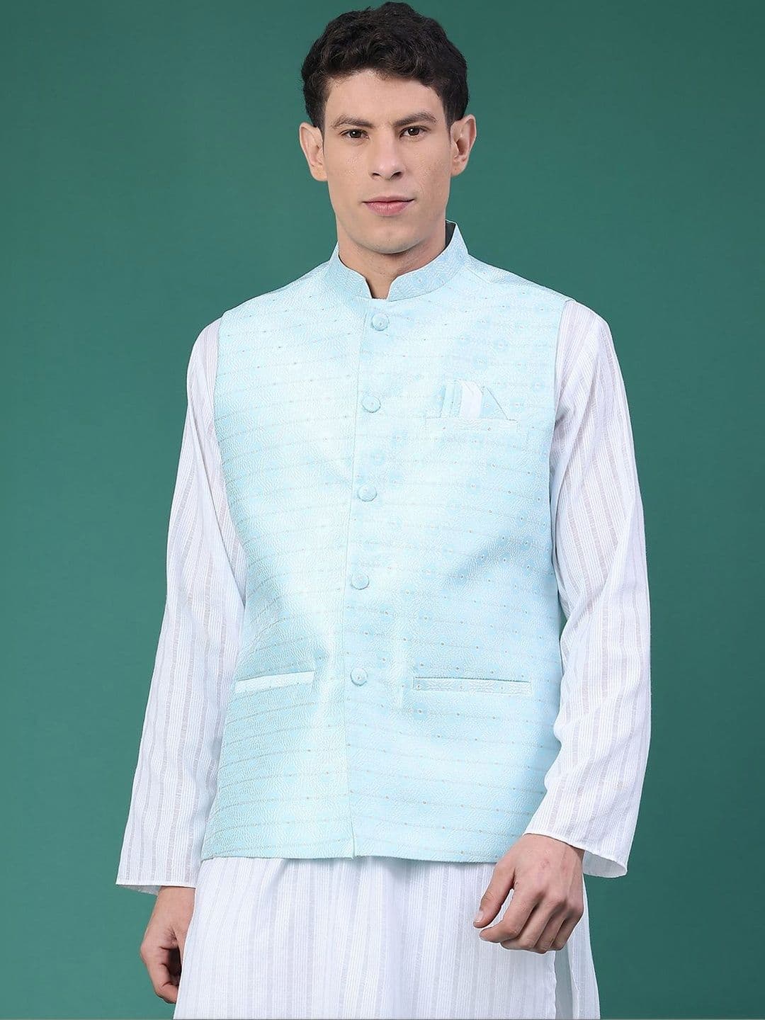 V-Mart Self Design Woven Nehru Jackets - view 1