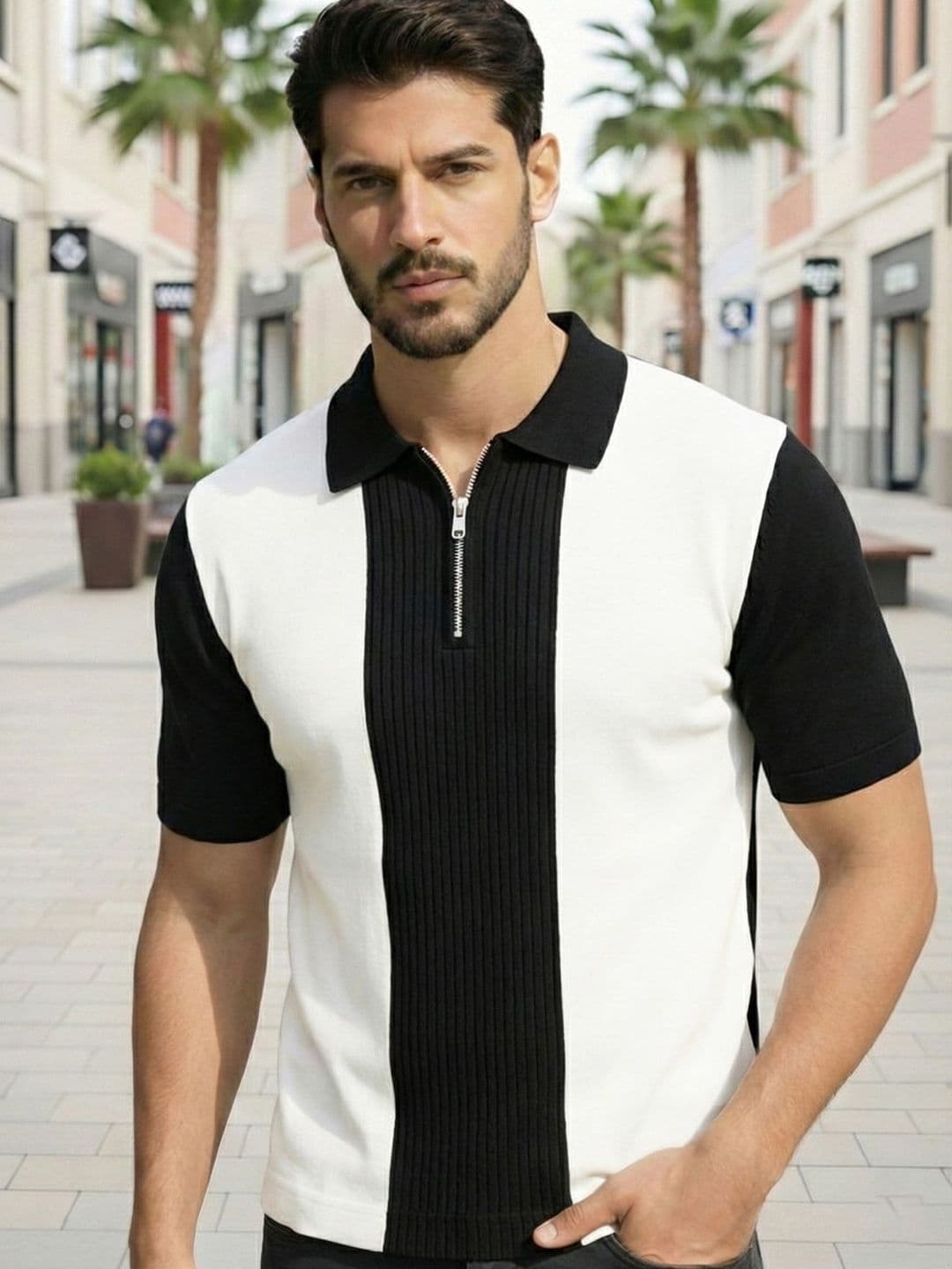 THE BEETEL HOUSE Men Colourblocked Polo Collar T-shirt - view 1