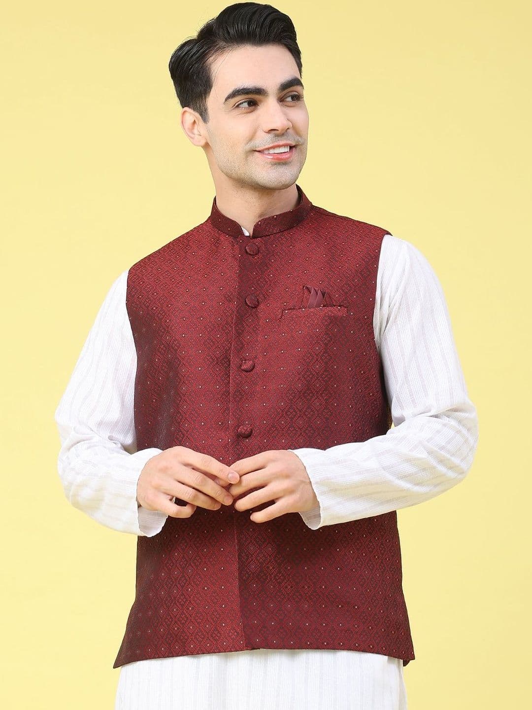 V-Mart Self Design Woven Nehru Jacket - view 1