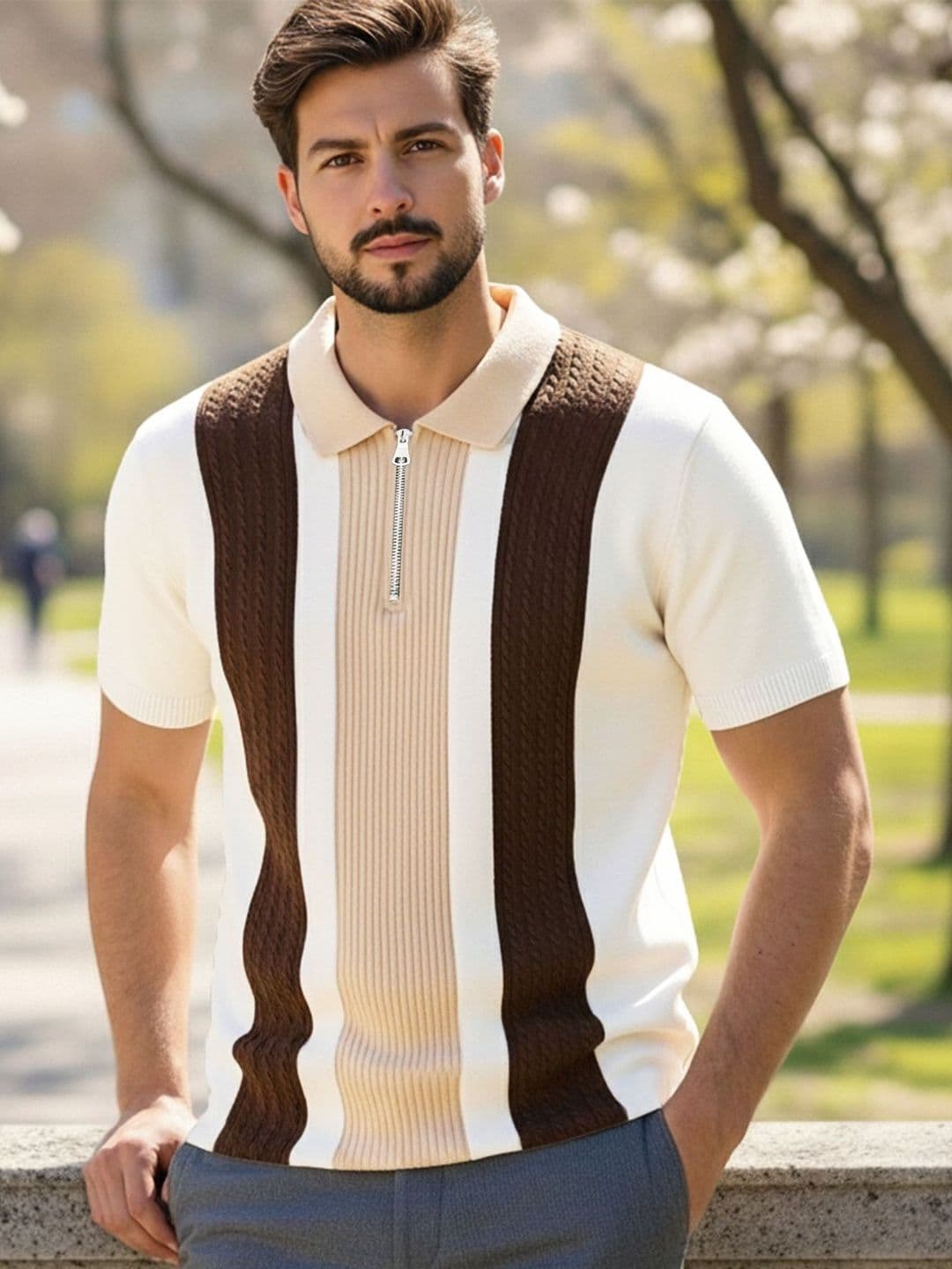 AUSK Men Colourblocked Polo Collar T-shirt - view 1