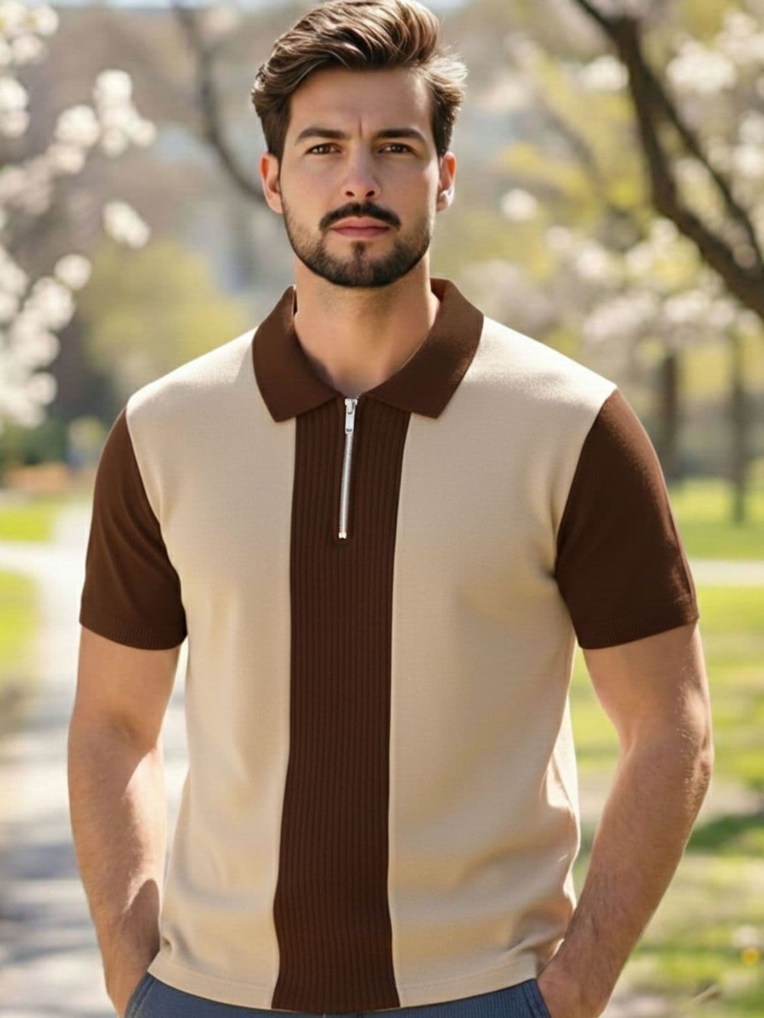 THE BEETEL HOUSE Men Colourblocked Polo Collar T-shirt - view 1