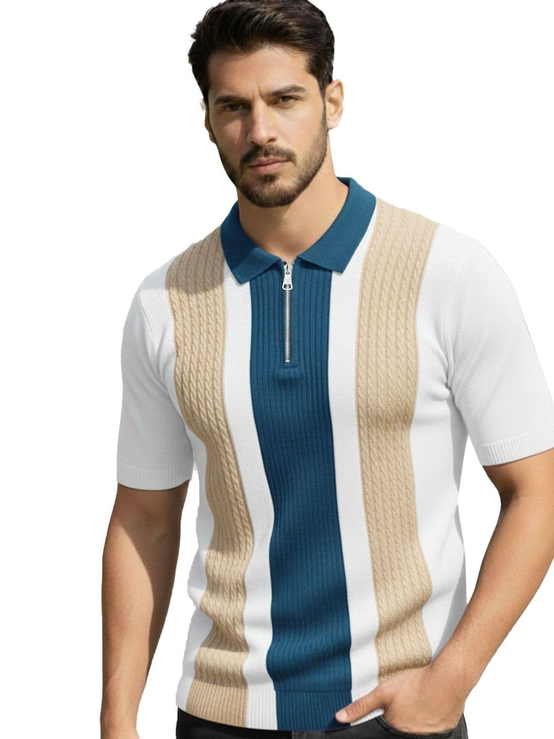 AUSK Men Colourblocked Polo Collar T-shirt - view 1