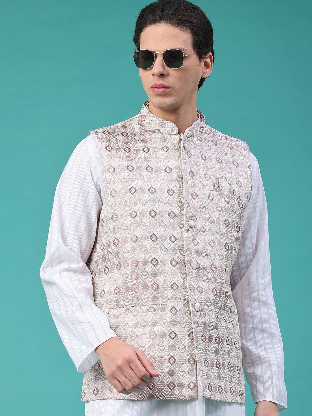 V-Mart Self Design Woven Nehru Jacket - view 1