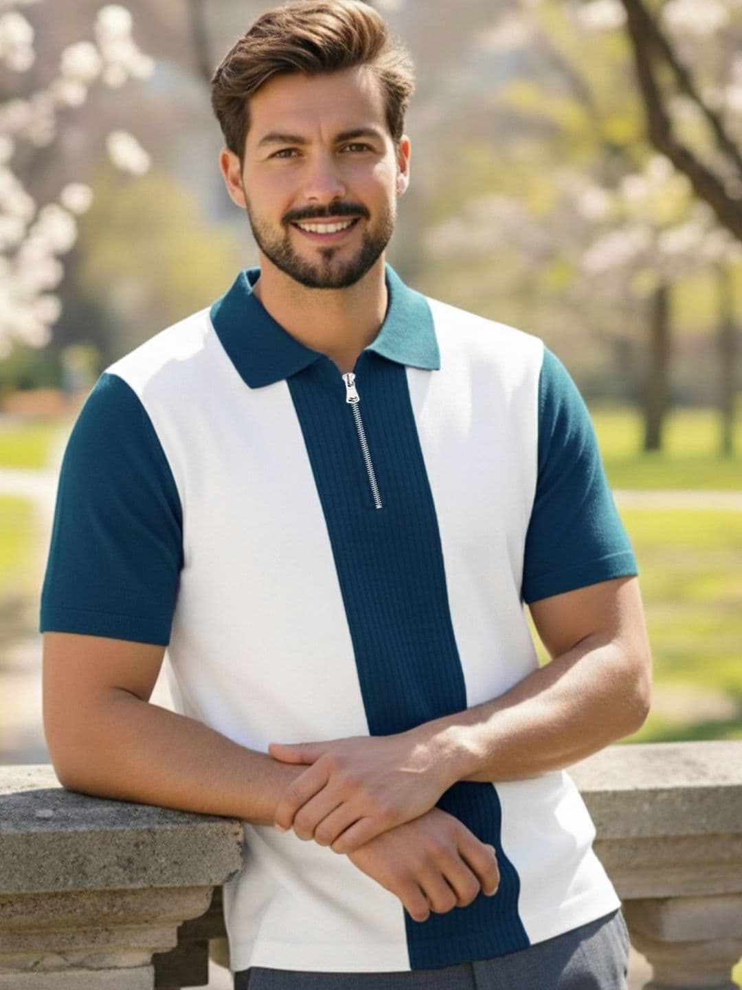 THE BEETEL HOUSE Men Colourblocked Polo Collar T-shirt - view 1