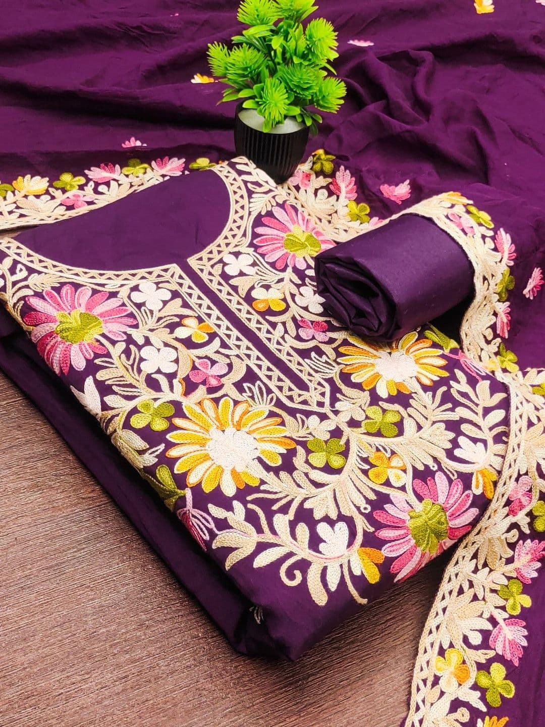 KALINI Embroidered Unstitched Dress Material - view 1