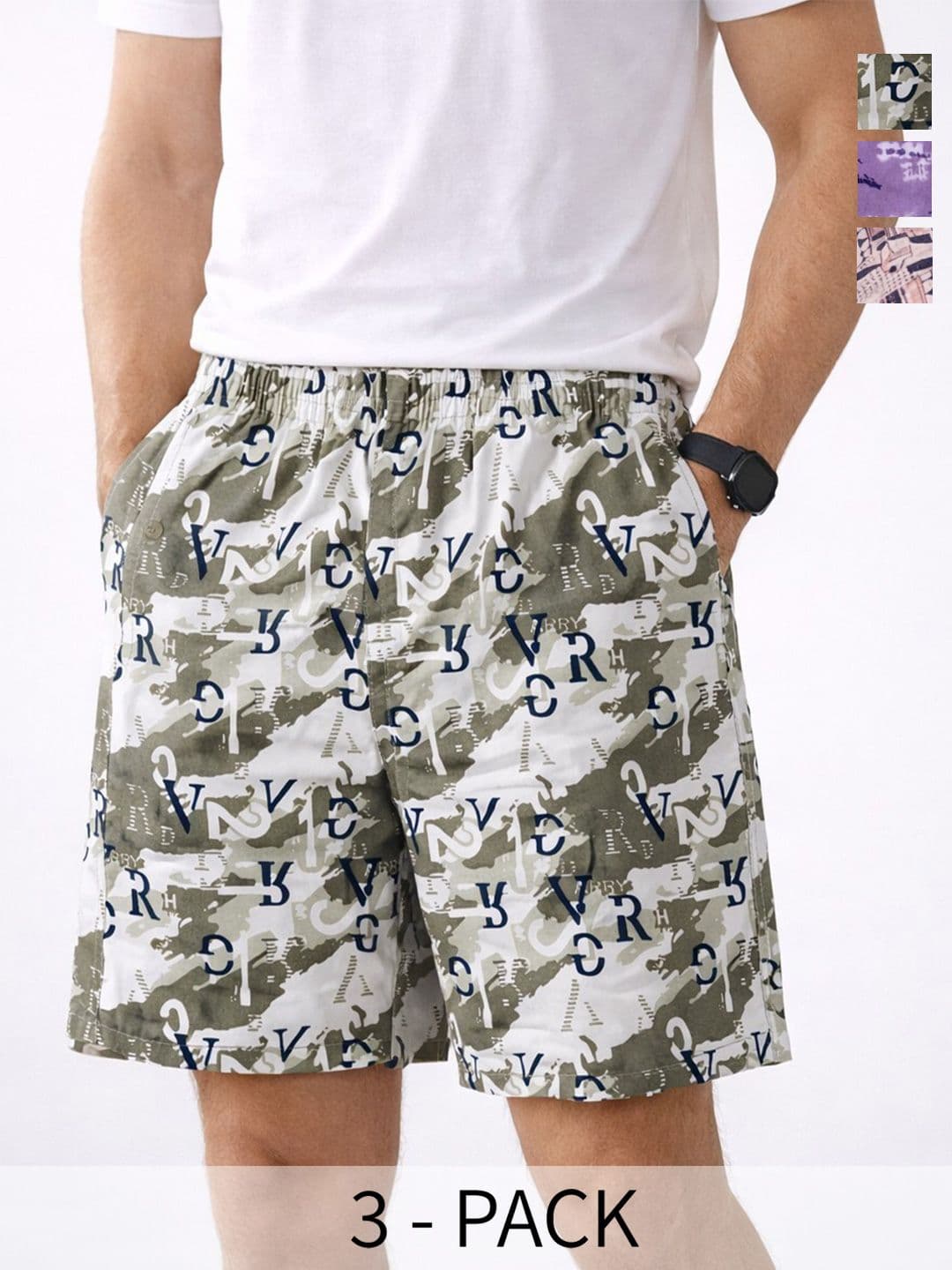 HRX by Hrithik Roshan Pack of 3 Printed Cotton Boxers - view 1