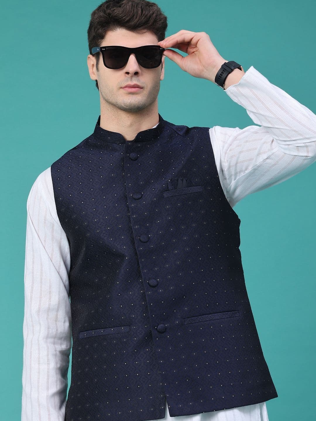 V-Mart Self Design Woven Nehru Jacket - view 1