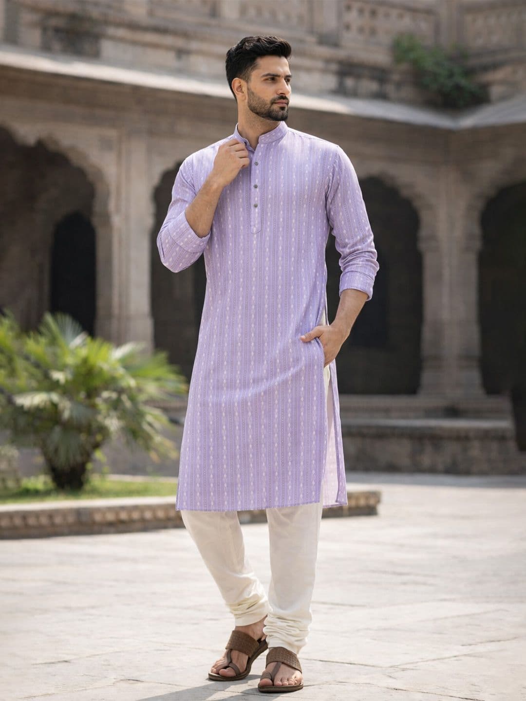 LADSLOOM Men Purple Kurtas - view 1