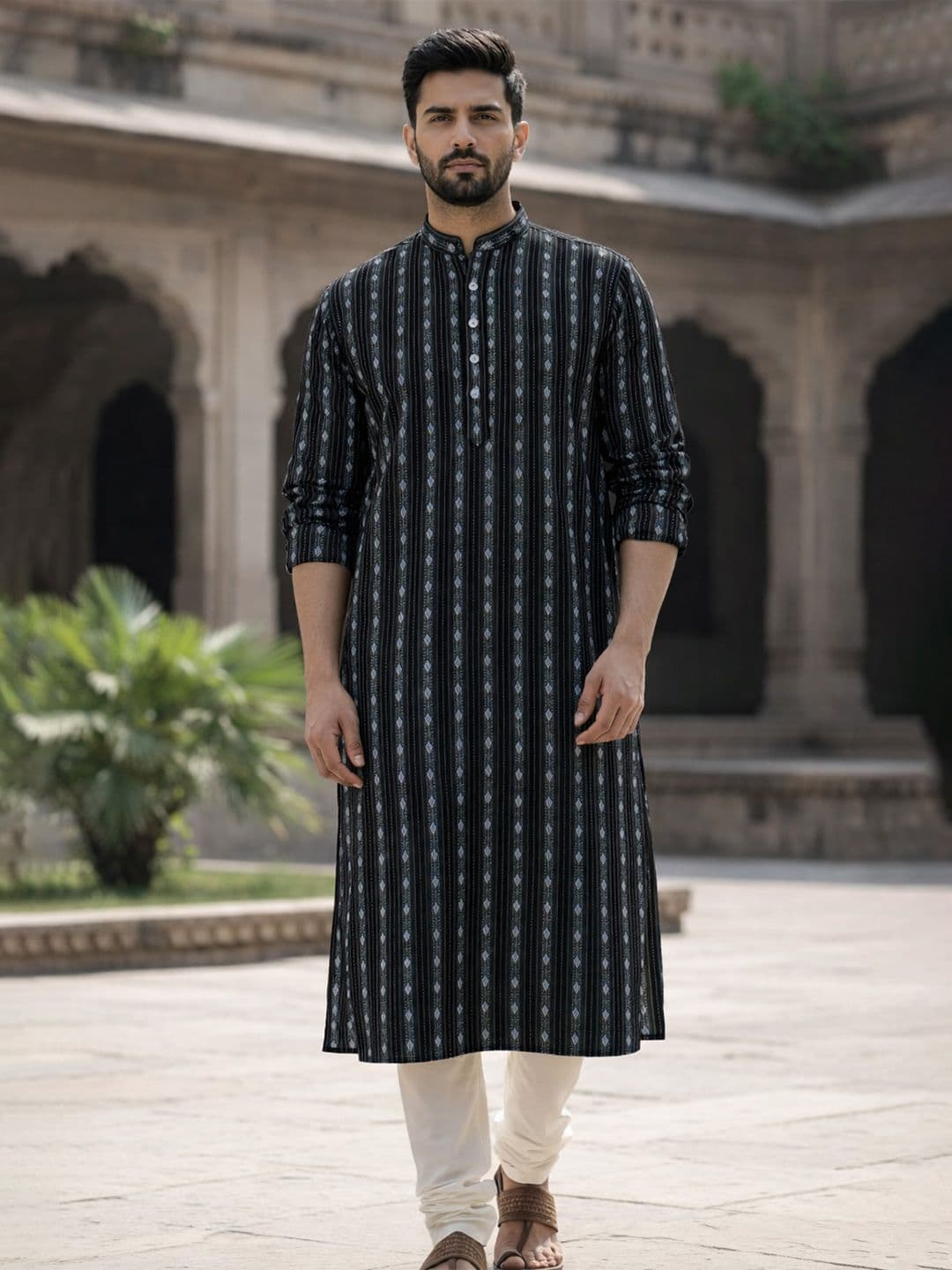LADSLOOM Men Black Kurtas - view 1
