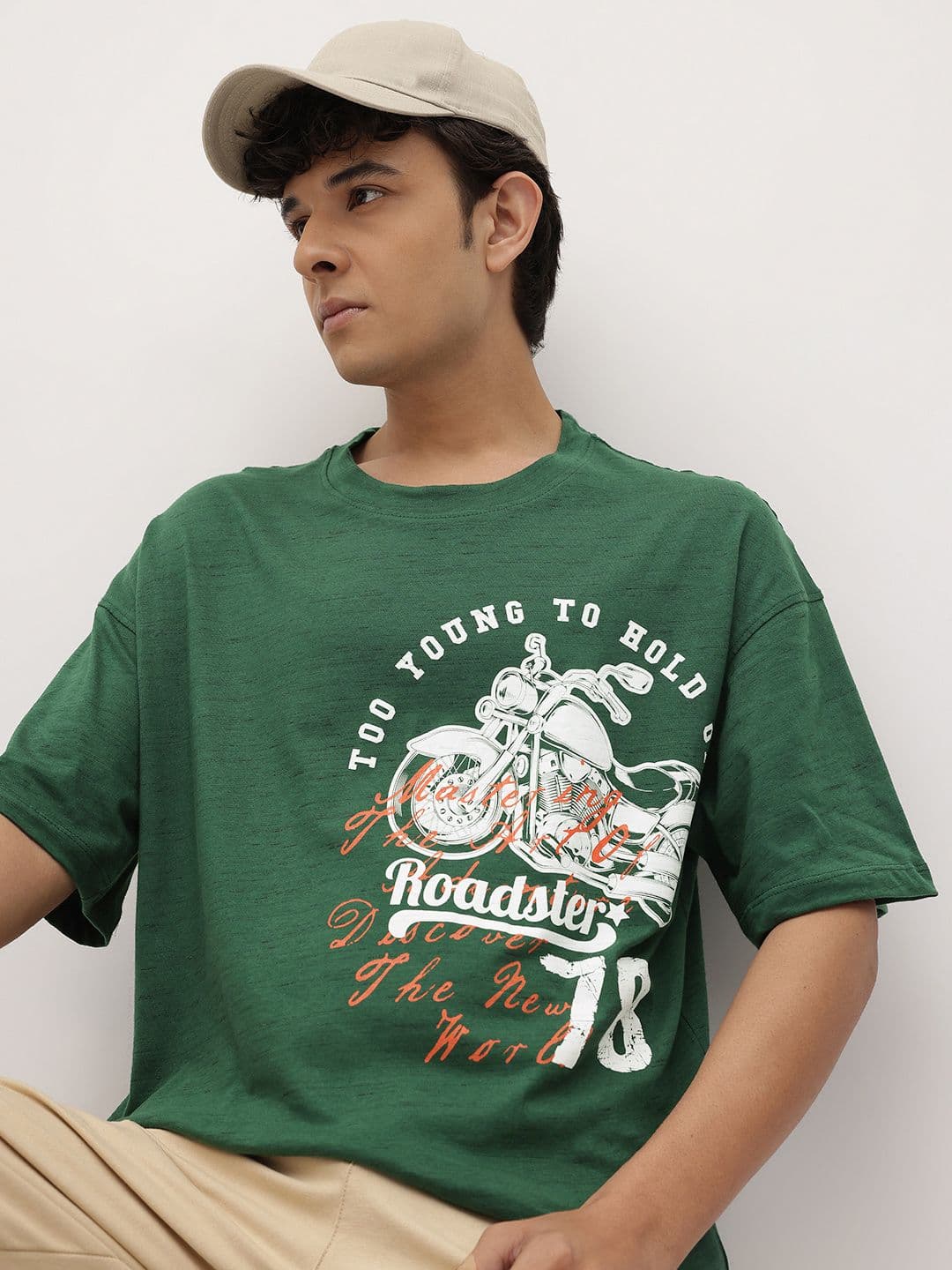The Roadster Life Co. Graphic Printed Drop-Shoulder Sleeves T-shirt - view 1