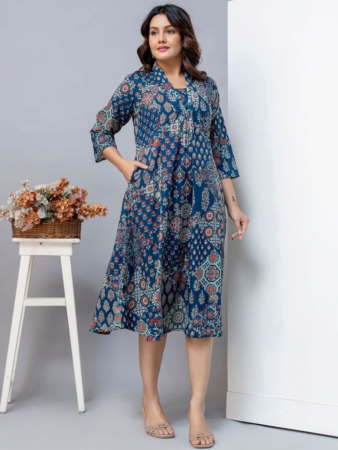ANNA MONNA Women Floral Pure Cotton Printed Maternity Flared Dress - view 1