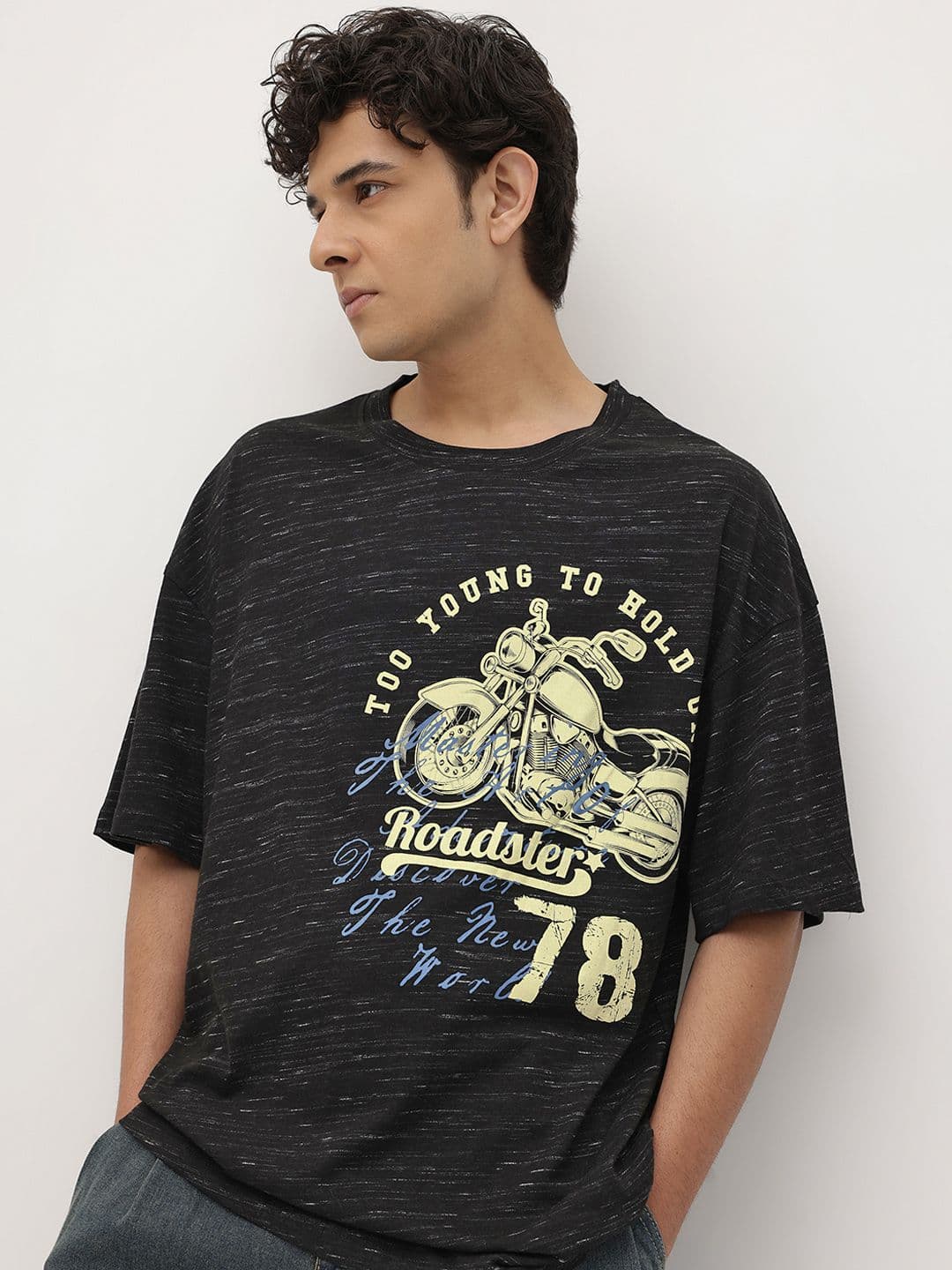 The Roadster Life Co. Graphic Printed Drop-Shoulder Sleeves T-shirt - view 1