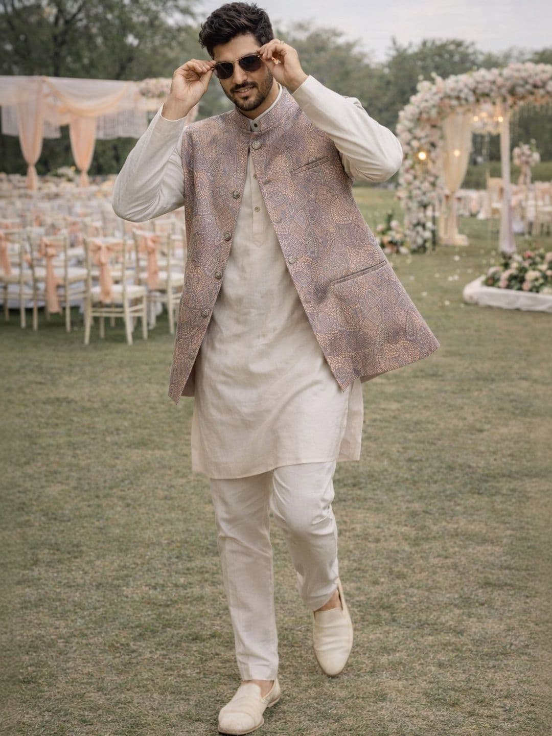 House of Pataudi Woven Design Woven Nehru Jackets - view 1