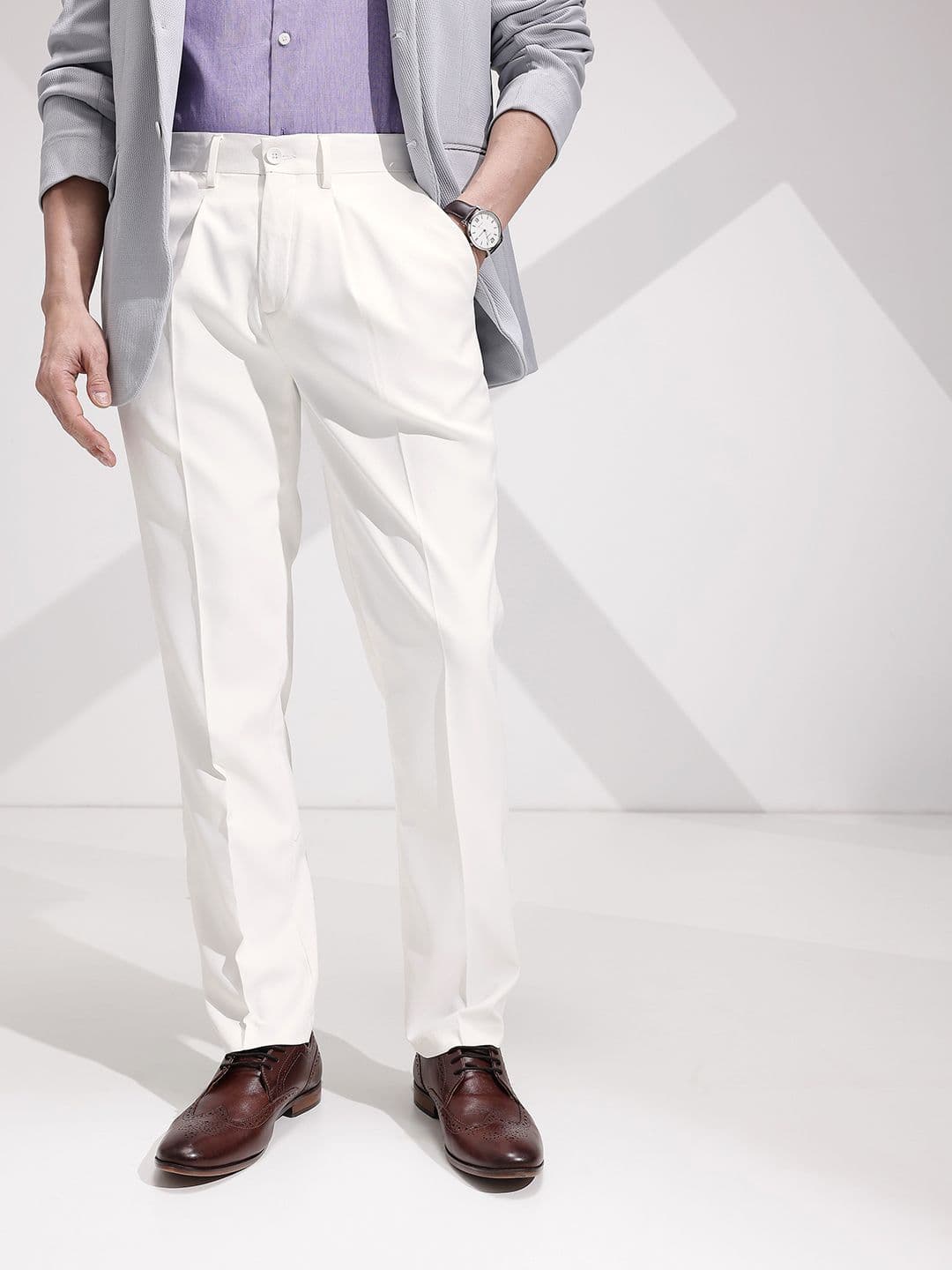 encore by INVICTUS Men Slim Fit Pleated Formal Trousers - view 1