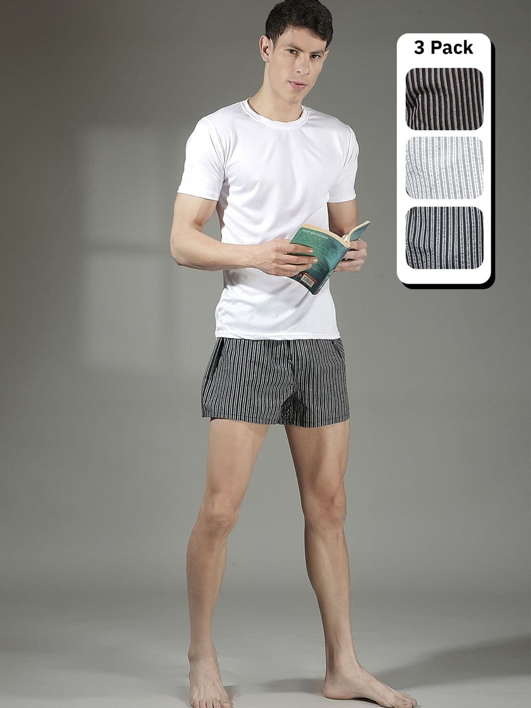 Dollar Pack of 3 Striped Mid-Rise Boxers - view 1