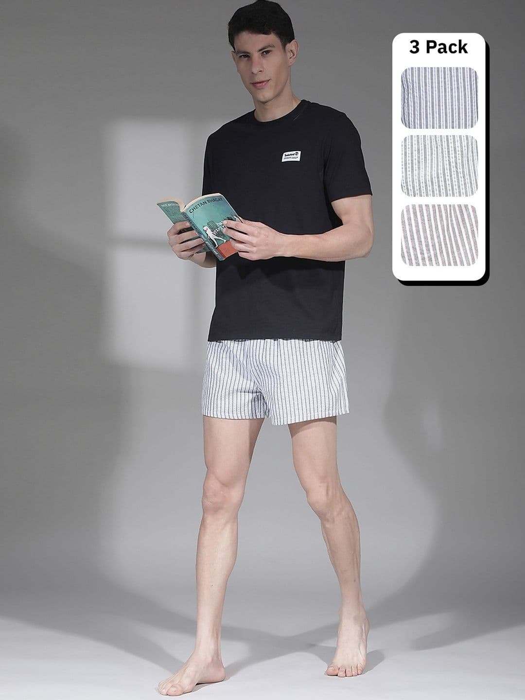 Dollar Pack of 3 Striped Mid-Rise Boxers - view 1