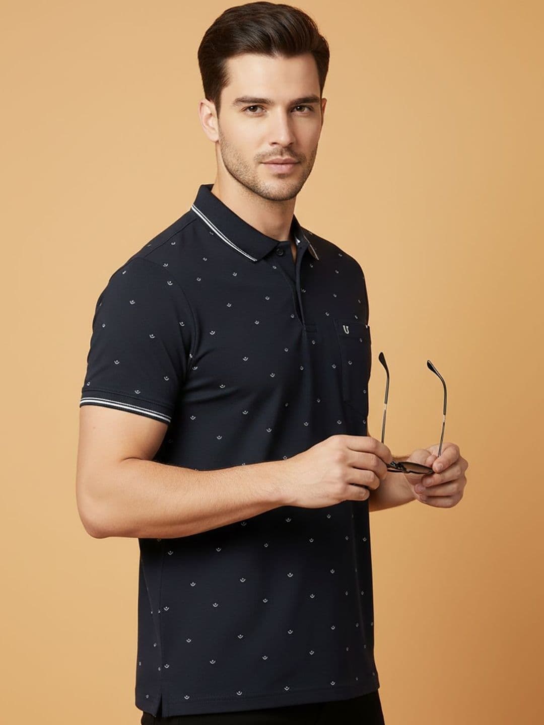 UNIBERRY JEANS Men Printed Polo Collar Pockets T-shirt - view 1