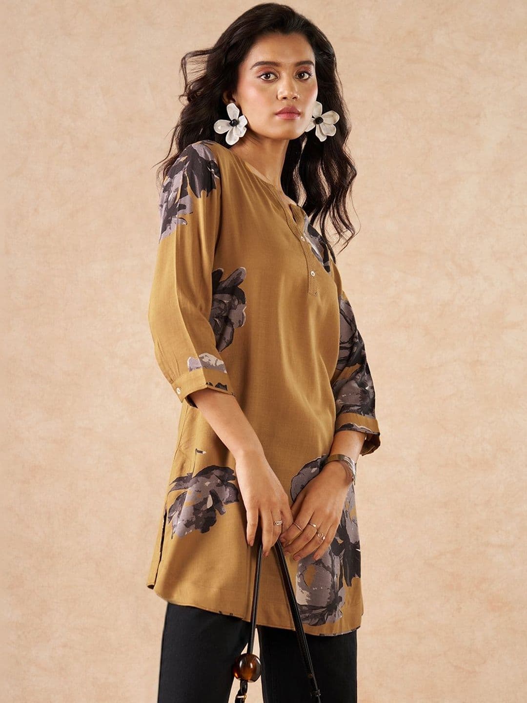 Marigold Lane Viscose Rayon Printed Tunic - view 1