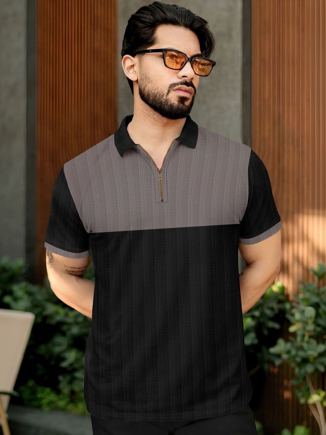 KAJARU Men Colourblocked Polo Collar T-shirt - view 1