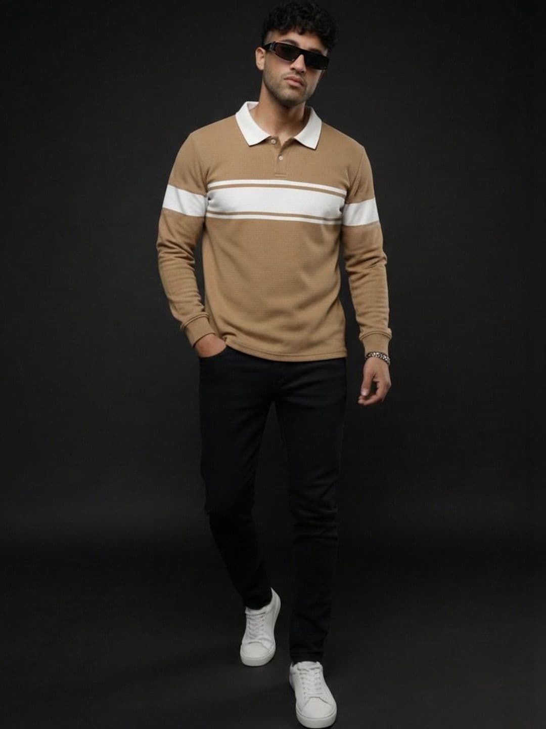 Mobox Men Striped Polo Collar T-shirt - view 1