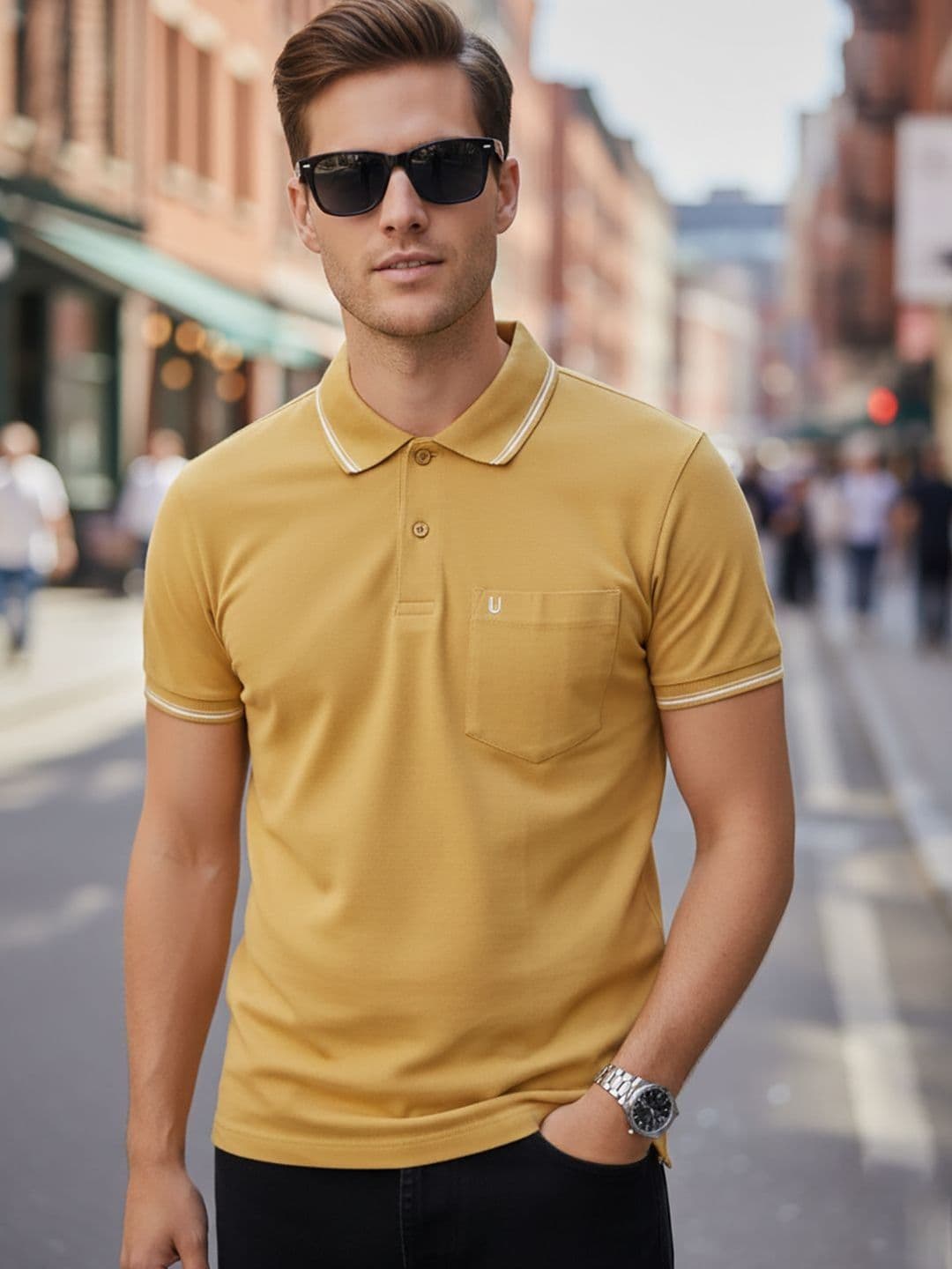 UNIBERRY JEANS Men Polo Collar Pockets T-shirt - view 1