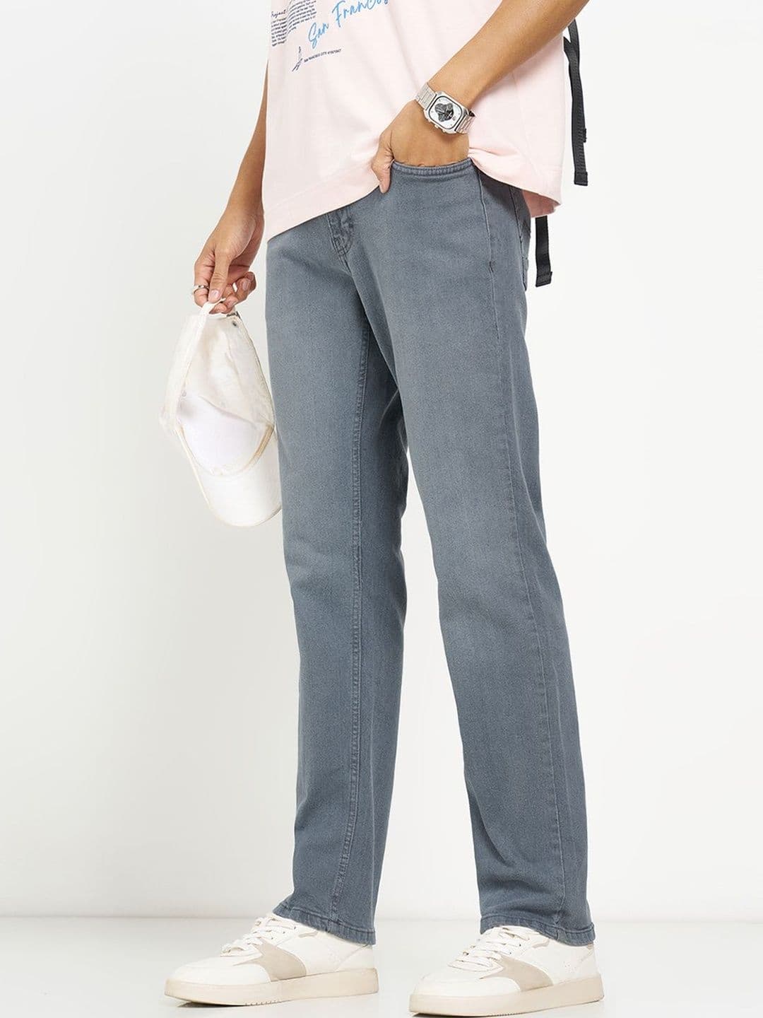 SF JEANS by Pantaloons Men Straight Fit Mid-Rise Light Fade Jeans - view 1