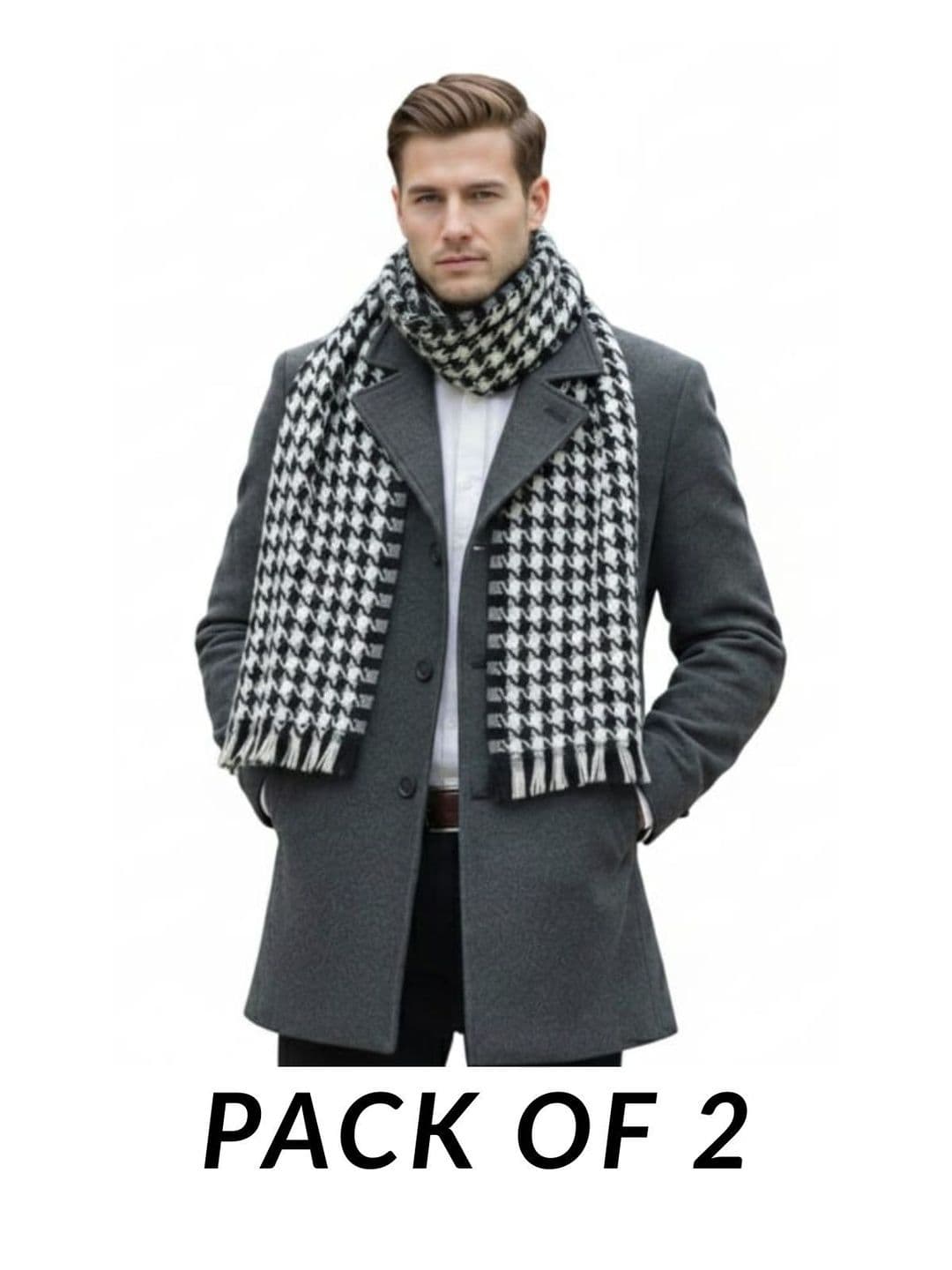 YAQR Men Checked Merino Wool Mufflers - view 1