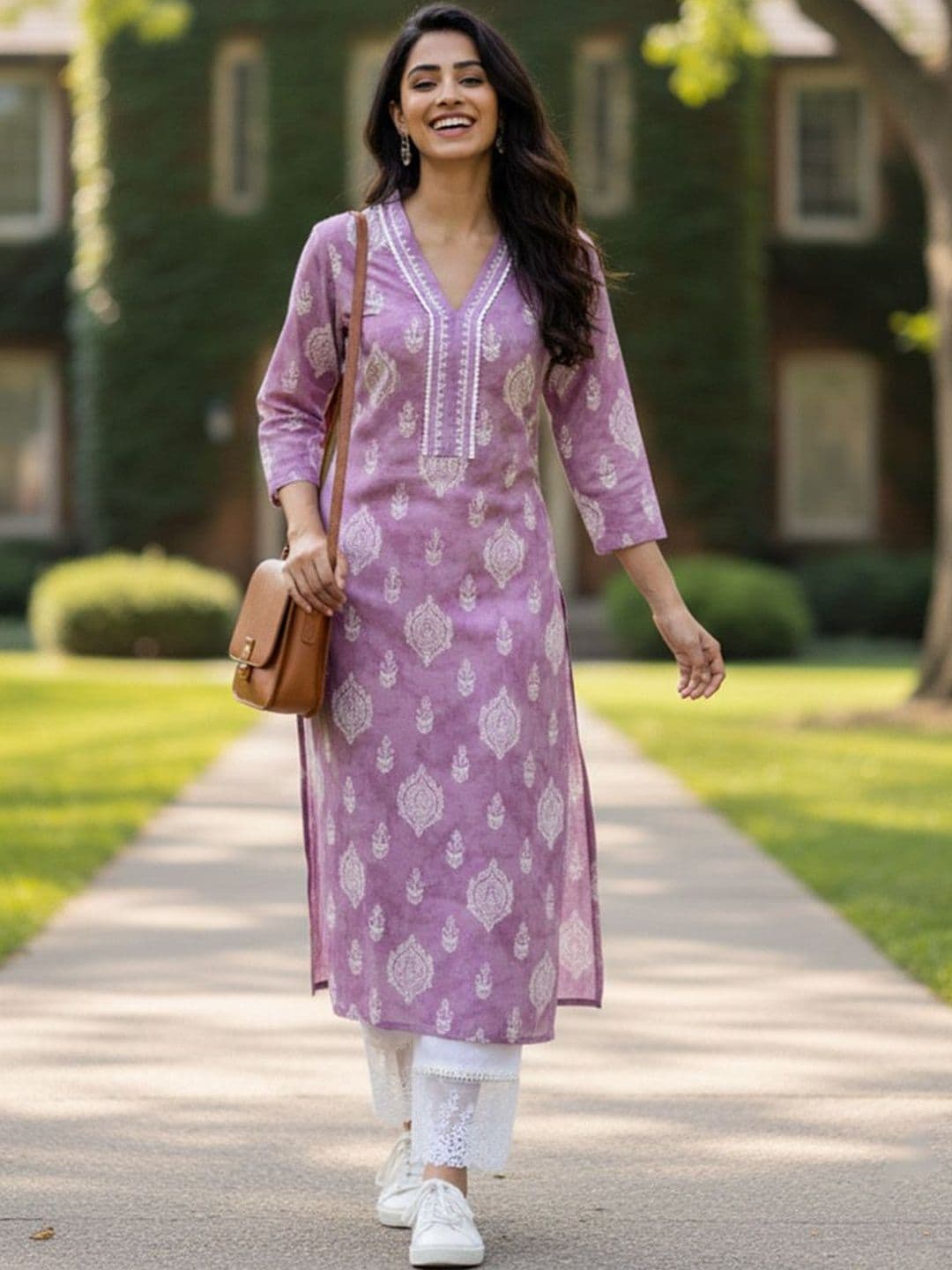 KALINI Women Floral Printed Pastels Kurta - view 1