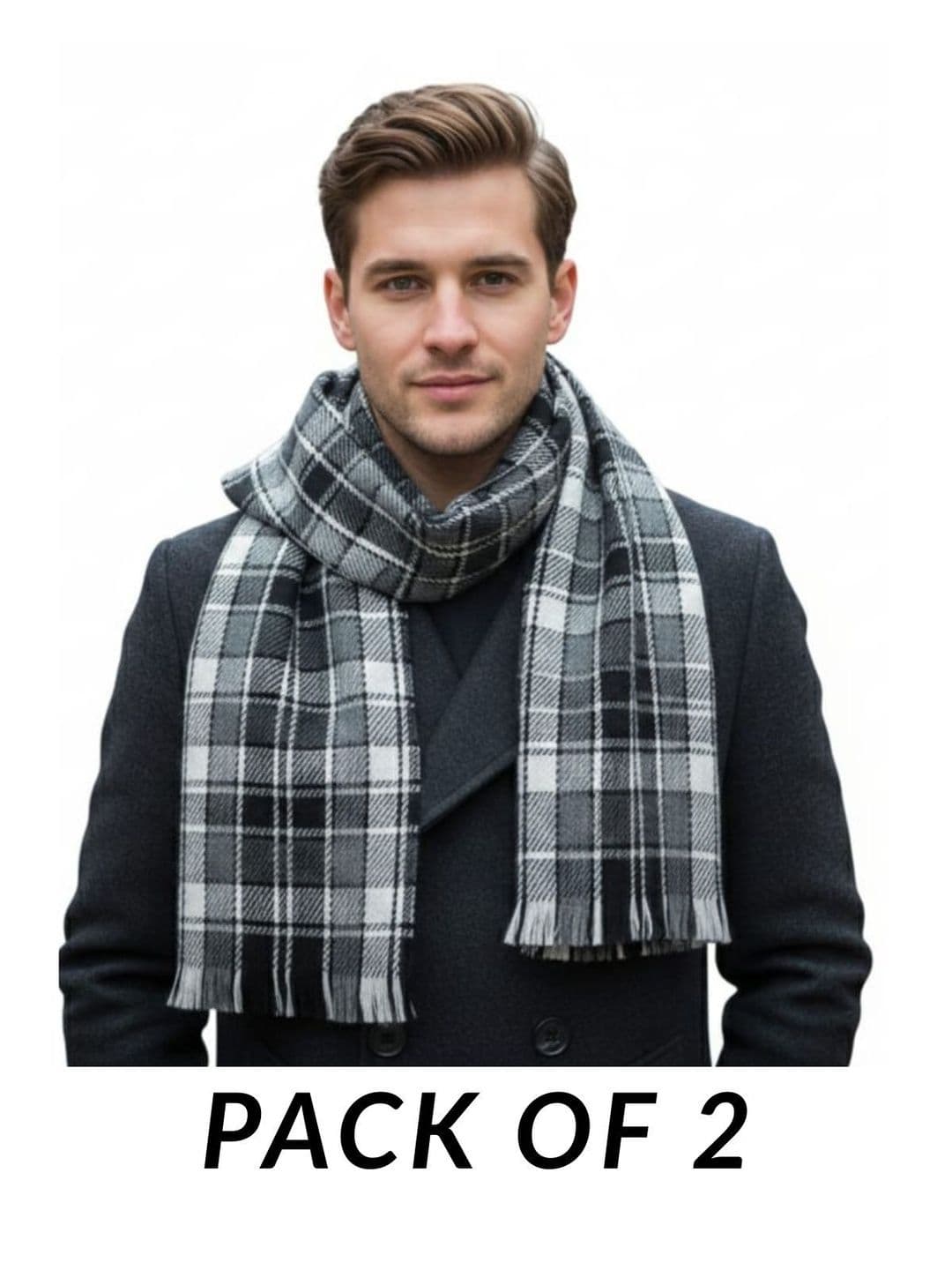 YAQR Men Checked Merino Wool Mufflers - view 1